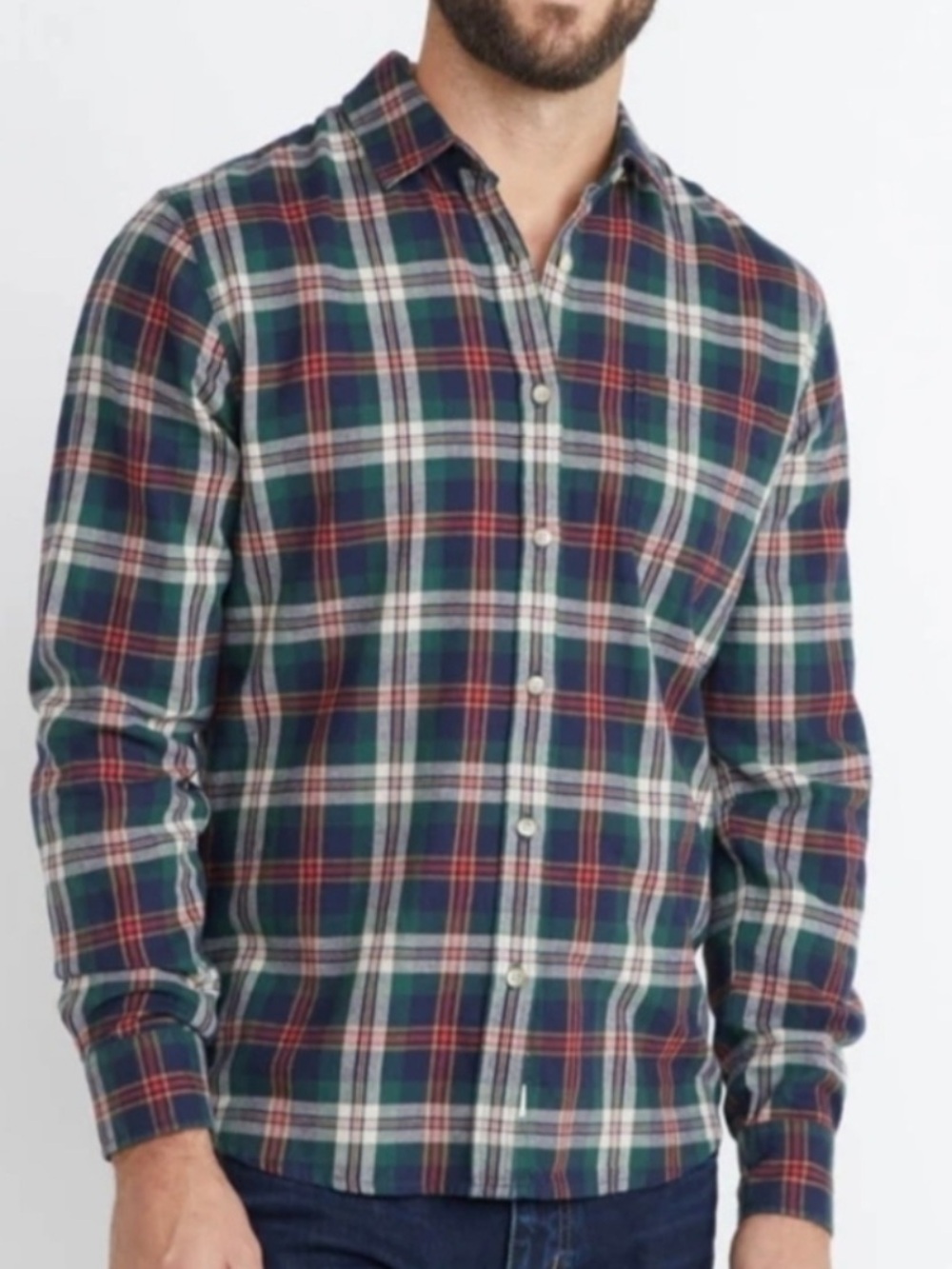 Marine Layer Men’s organic cotton flannel Button Down long sleeve shirt Large